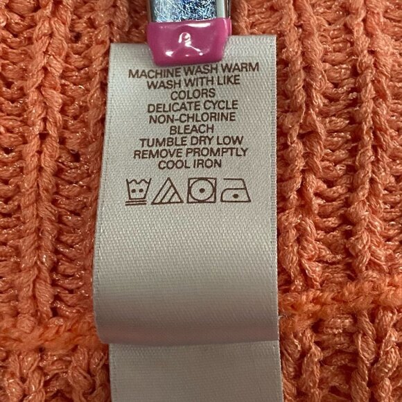 JH Collectibles Single Button 3/4 Flutter Sleeve Knit Sweater Cardigan Peach L - Picture 6 of 7